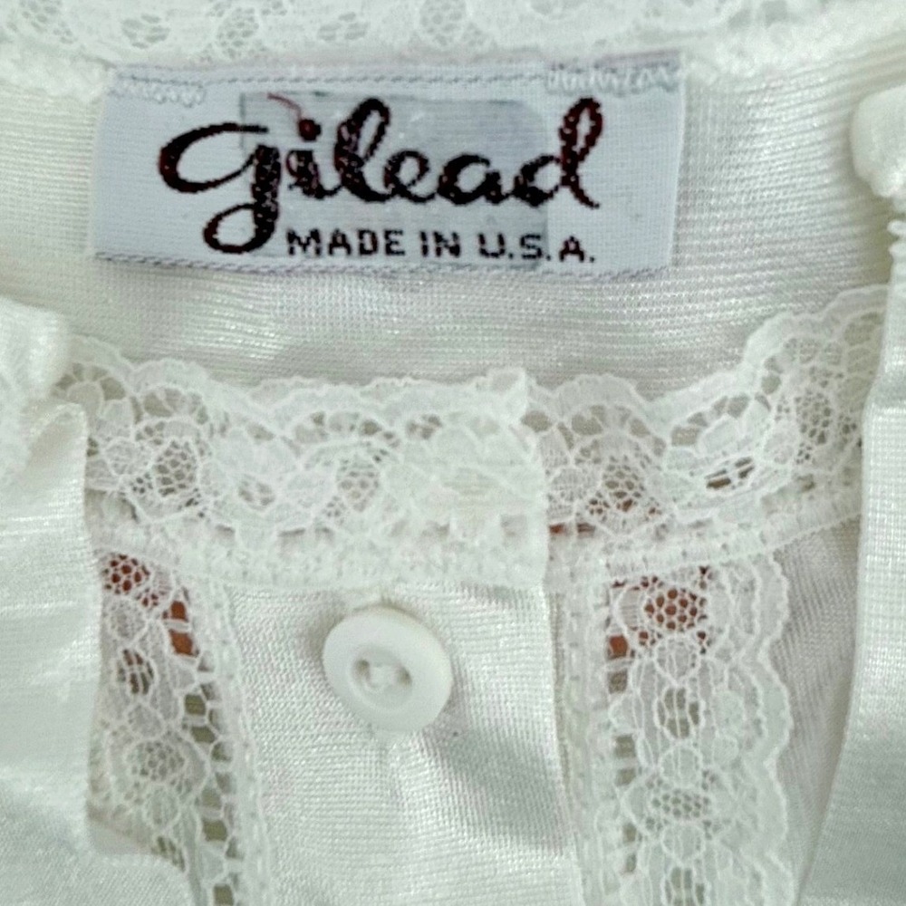 Gilead Vintage Nightgown Duster Set Small Long Sleve Lace Floral Embroidered USA - Picture 3 of 12
